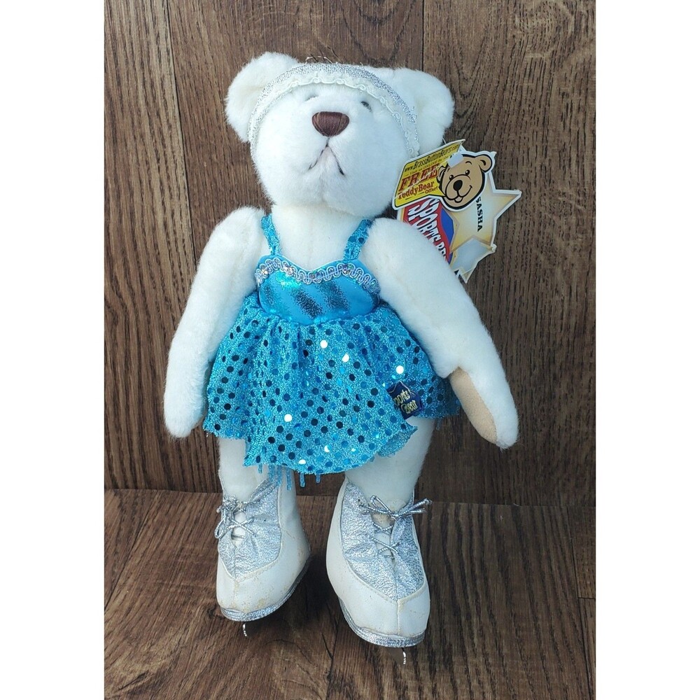 Brass Button Sports Bear Ice Skater Sasha with Tags 11" Plush 2001